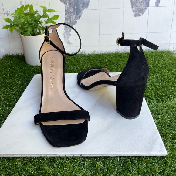 Stuart Weitzman Nearlynude Ankle strap suede leather sandals size 8B - Picture 10 of 16